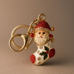 Handmade Festive Santa Stocking Keychain